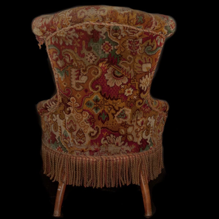 German Pair of Decorative Velvet Slipper Chairs