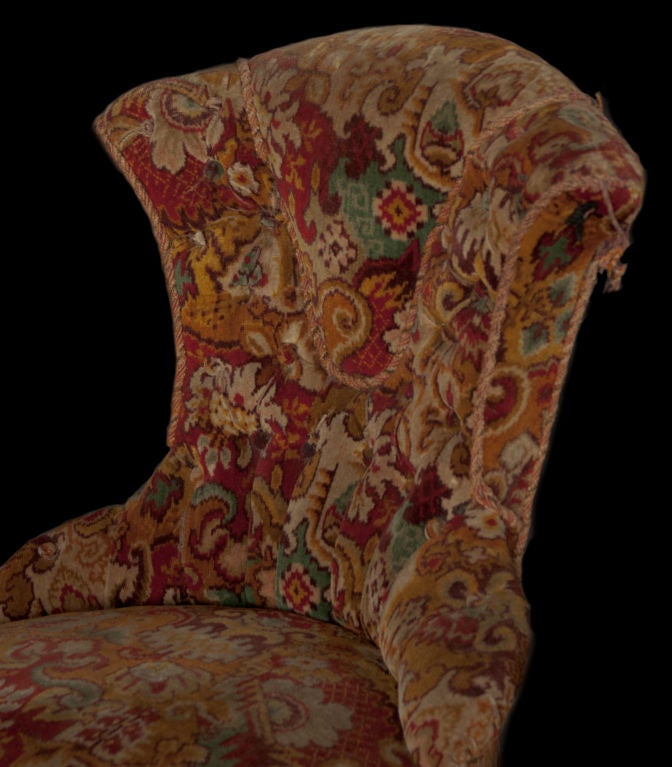 19th Century Pair of Decorative Velvet Slipper Chairs