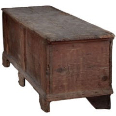 Antique Primitive Low Chest with Single Slabs of Wood