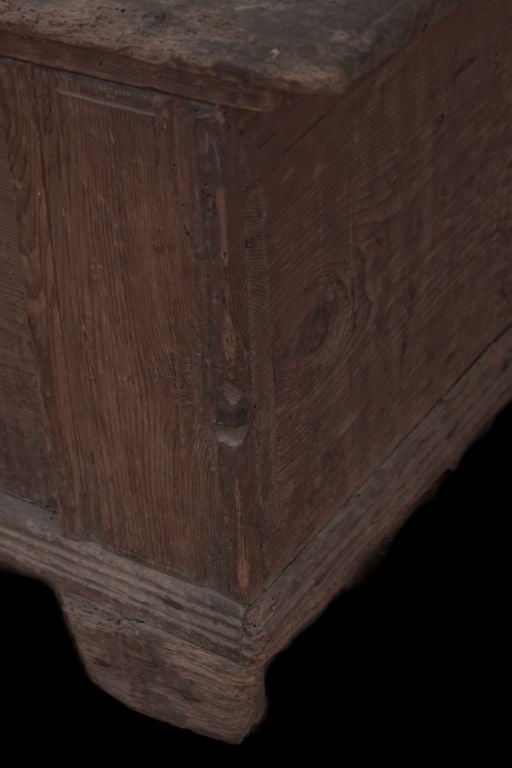 19th Century Primitive Low Chest with Single Slabs of Wood