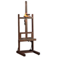 Tall Wooden Painting Easel with Original Light Fixture