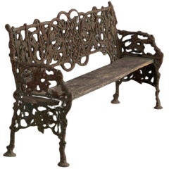 Unique  Cast Iron and Wood Garden Bench