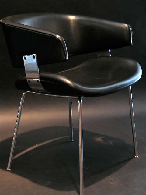 Pair of Black Vinyl Geoffrey Harcourt Chairs
