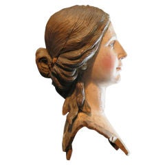 Carved Italian Santos Head with Original Paint