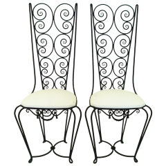 Pair of Italian Iron Scroll Chairs by Mazotta