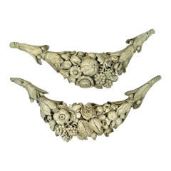 Pair of Carved Wood Cornucopia Swags