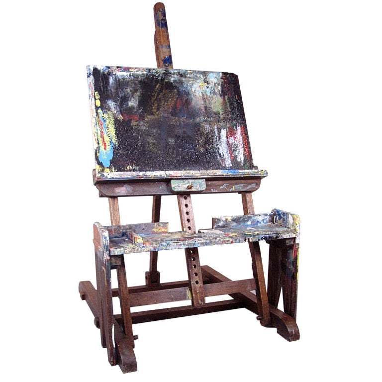 Large Adjustable Vintage Painter's Easel at 1stdibs