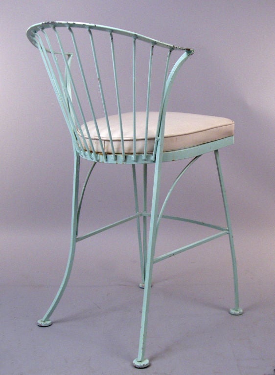 Wrought Iron Set of Three Vintage Bar Stools by Woodard