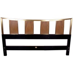 Outstanding Vintage Brass and Walnut Headboard by Baker