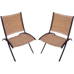 Pair Vintage Folding Lounge Chairs