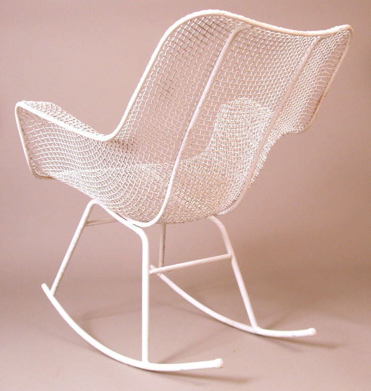 Pair of Vintage Sculptura Mesh Rocking Chairs by Woodard at 1stDibs