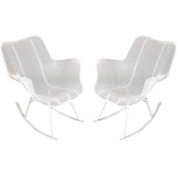 Pair of Vintage Sculptura Mesh Rocking Chairs by Woodard at 1stDibs