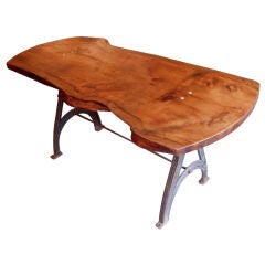 Organic Form Walnut Table with Cast Iron base