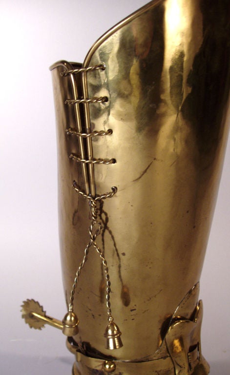 Mid-20th Century Vintage Italian Brass Boot Umbrella Stand