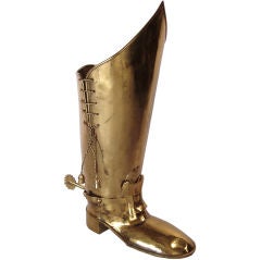 Vintage Italian Brass Boot Umbrella Stand