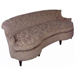 Elegant Curved Hollywood Regency Scroll Sofa