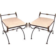 Vintage Pair of Iron Swan Benches