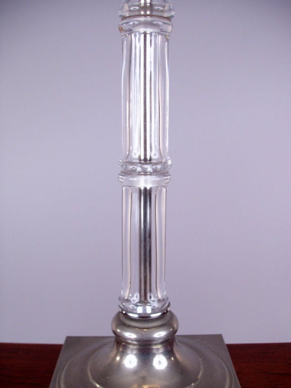 Late 20th Century Pair of Elegant Glass Bamboo & Palm Lamps by Chapman c. 1972