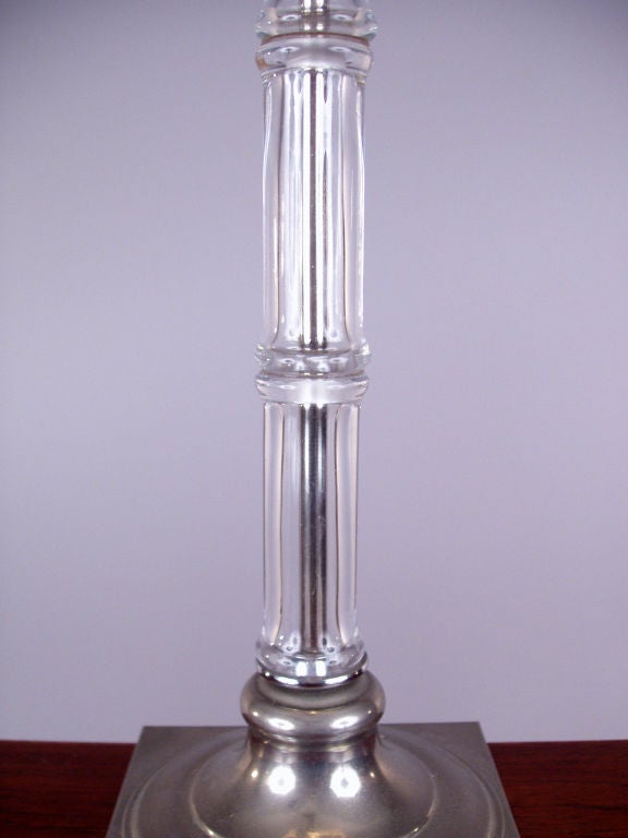 Late 20th Century Pair of Elegant Glass Bamboo & Palm Lamps by Chapman c. 1972