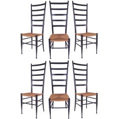 Set of 6 Vintage Italian Ladder Back Chairs