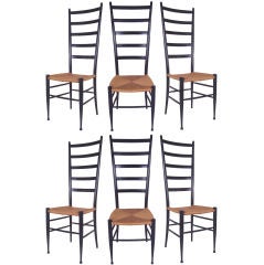 Set of 6 Vintage Italian Ladder Back Chairs