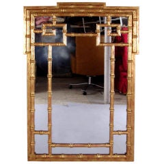 Vintage Italian Giltwood Bamboo Frame Mirror