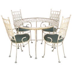 Vintage Mid-Century Iron Garden Table & Chairs by Salterini