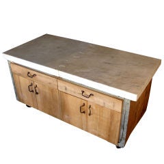 Dovetail Marble Top & Reclaimed Wood Storage Island