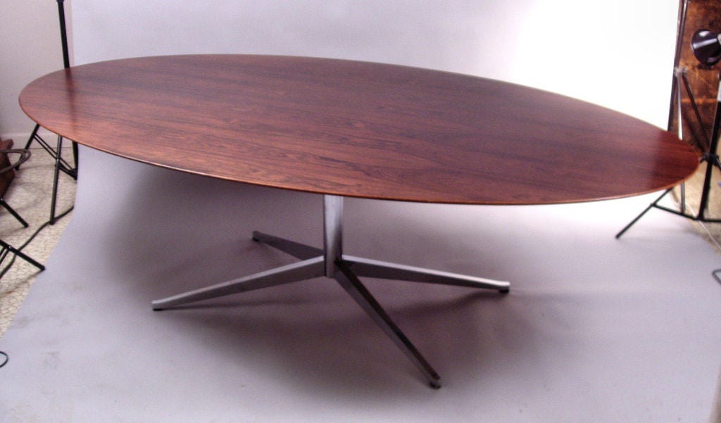Large Oval Rosewood and Chrome Dining Table by Florence Knoll at 1stDibs