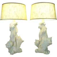 Vintage Pair of Dorothy Draper Seashell Lamps