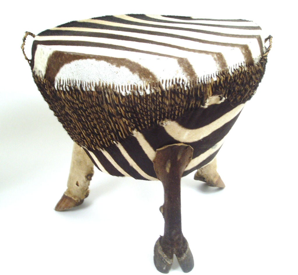20th Century Pair of African Zebra Drum Tables