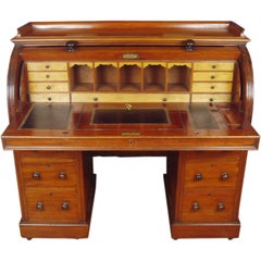 English 19th Century Cylinder Roll Top Desk