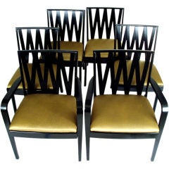 Set of Six Lattice Back Dining Chairs by Paul Frankl