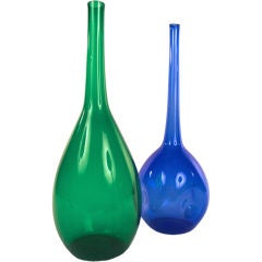 Vintage Pair Monumental Blenko Colored Glass Vases