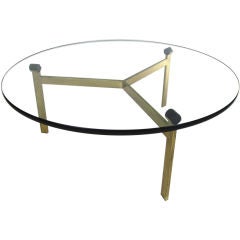 Vintage Floating Top Glass & Brass Cocktail Table