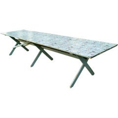 A 12' long Vintage Trestle base Camp Table
