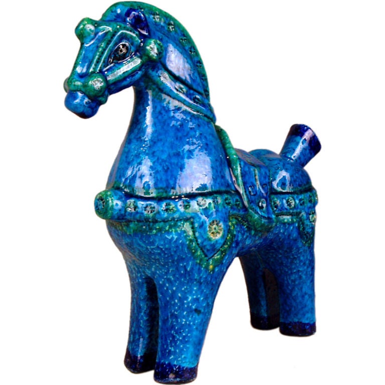 Mid Century Italian Glazed Ceramic Horse