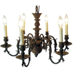19th C. Bronze Dutch Griffon Head Chandelier 3