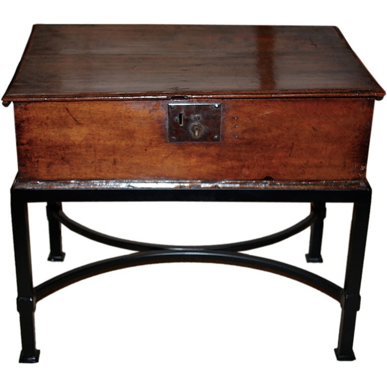 English 17th Century Oak Bible Box on Modern Stand