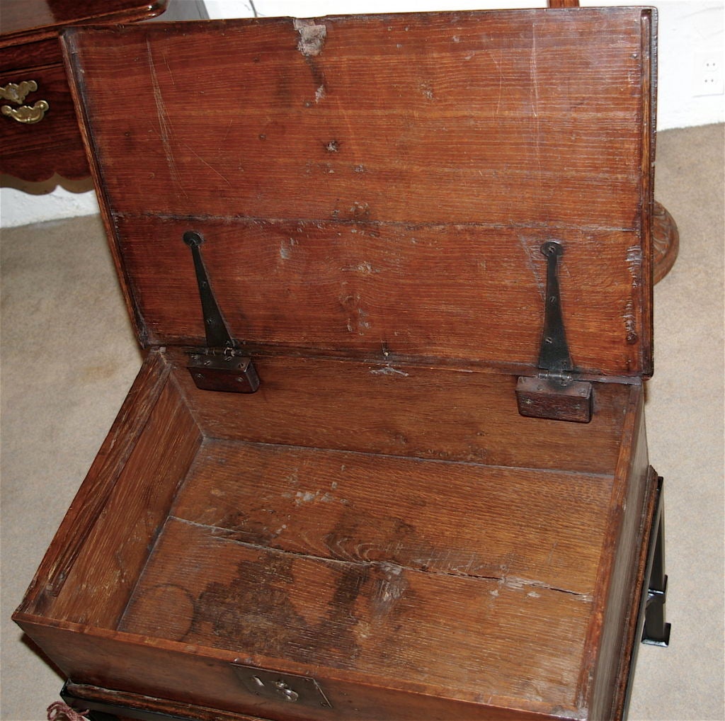 English 17th Century Oak Bible Box on Modern Stand 2