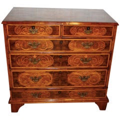 English Marquetry Chest with Oyster Veneer in Yew
