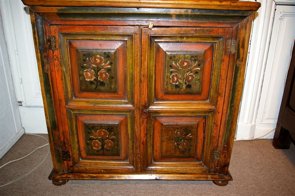 Latvian Painted 19th Century Cupboard from Lavtia