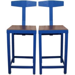 Blue Industrial Bar Stools