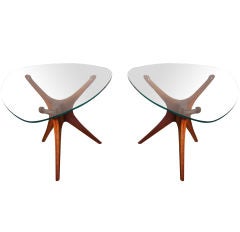 Walnut Side Tables in the style of Vladimir Kagan Walnut Side Tables in the style of Vladimir Kagan