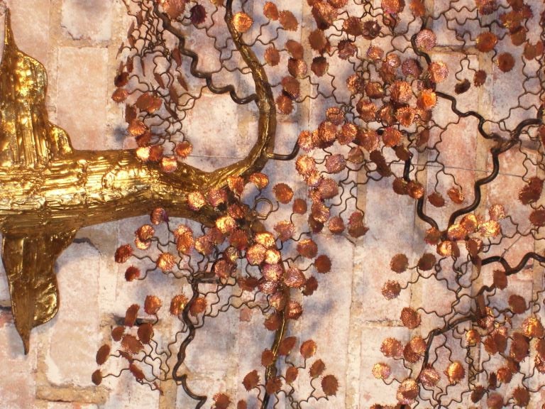 Large Metal Tree Wall Sculpture in the Style of C. Jere
