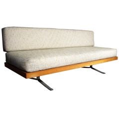 Stainless Steel and Maple Armless Sofa