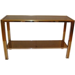 Console italienne en laiton et chrome