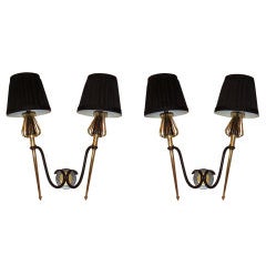 4 pairs of Sconces by Lunel available. circa 1940s. Priced by pair 4