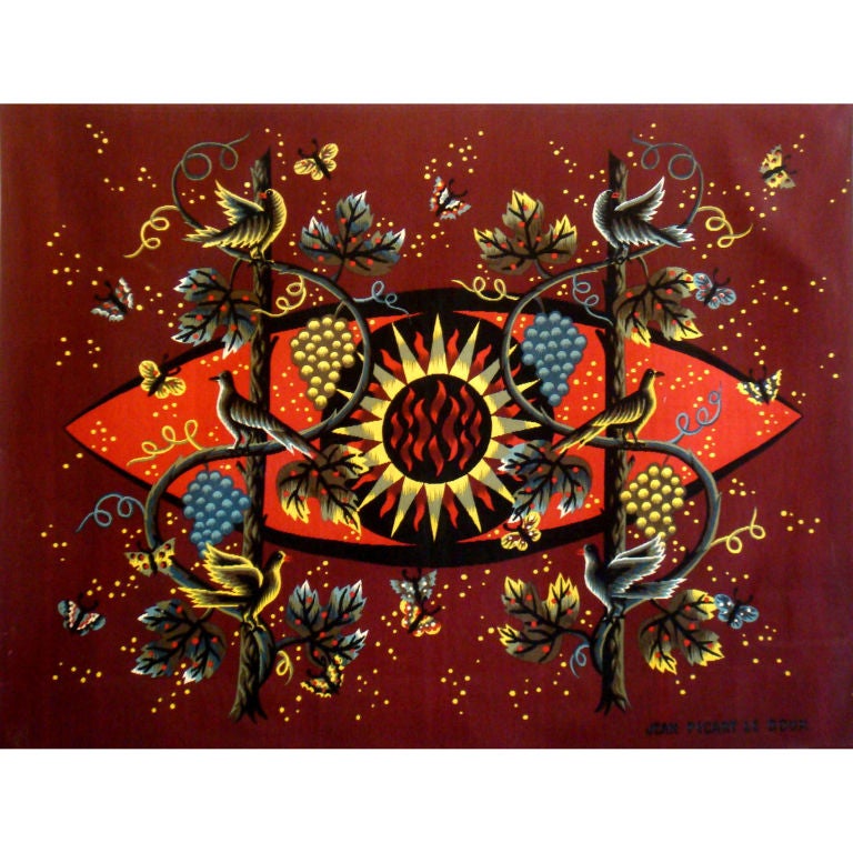 Original Cotton Tapestry by Jean Picart le Doux Paris Proof of Authenticity 50s