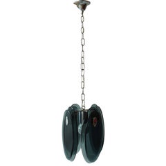 Fontana Arte Mid-Century Modern Beveled Glass & Chrome Pendant Light Fixture